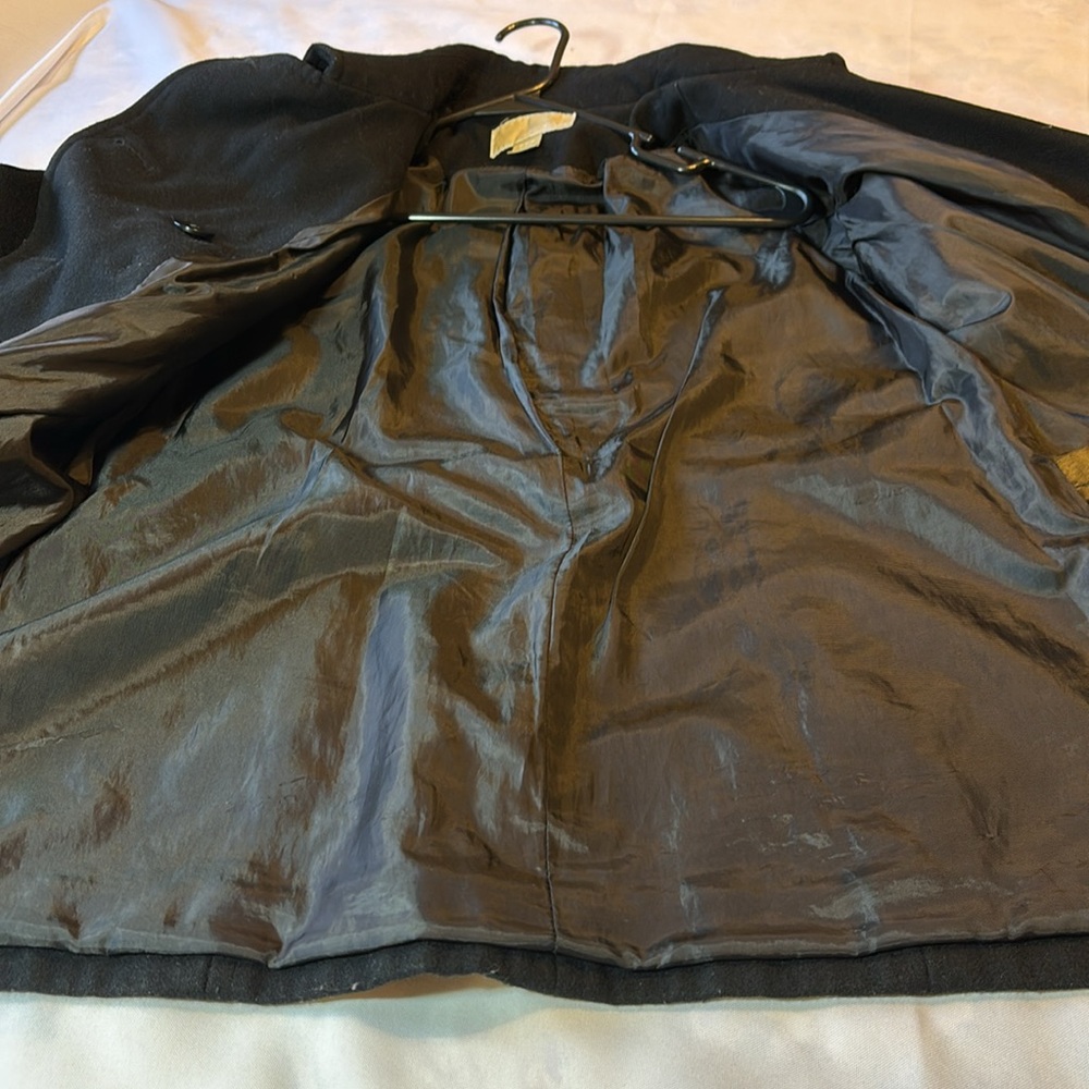 Michael Kors Black Wool Blend Double Breasted Peacoat Size Medium - Picture 8 of 16